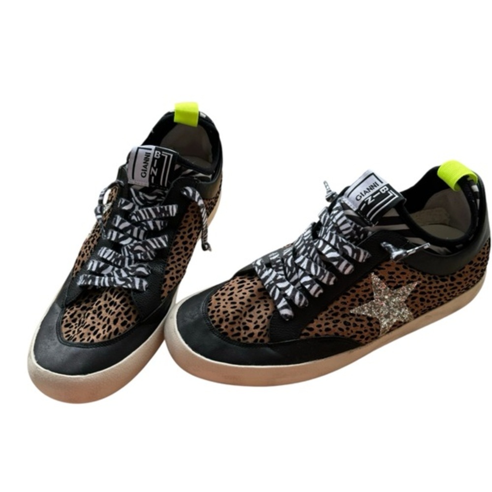 Gianni Bini Black and Brown Leopard Sneakers